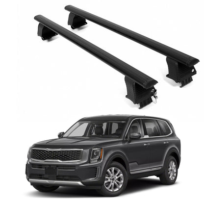 ERKUL Roof Rack Crossbars For KIA TELLURIDE 2020-2025 Naked Roof Aluminum Black