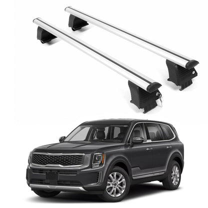 ERKUL Roof Rack Crossbars For KIA TELLURIDE 2020-2025 Naked Roof Aluminum Silver