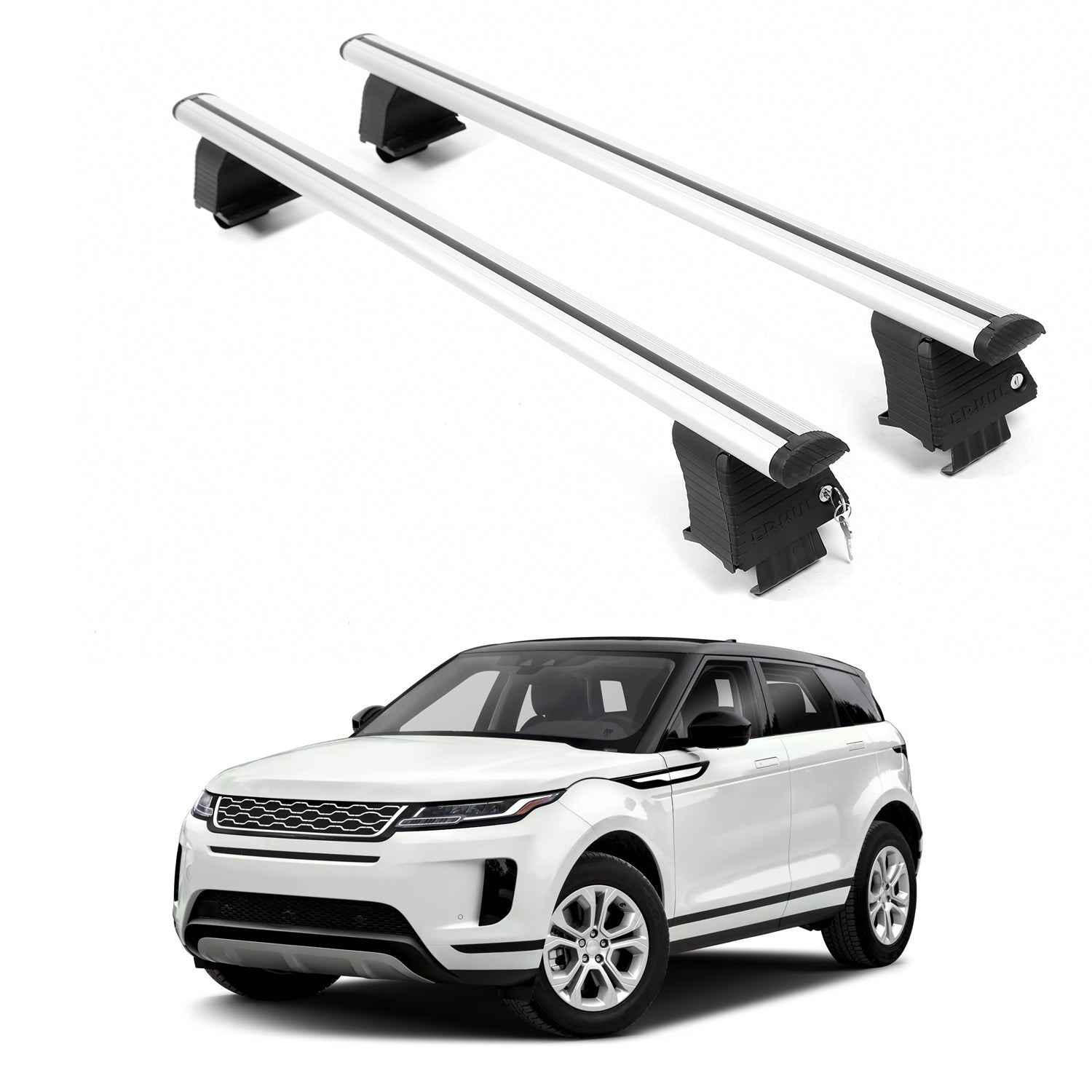 ERKUL Roof Rack Crossbars For LAND ROVER RANGE ROVER EVOQUE 2020-2026 Naked Roof Aluminum Silver