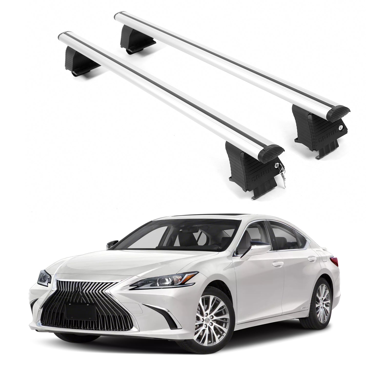 ERKUL Roof Rack Crossbars For LEXUS ES250/ES300h/ES350 2019-2025 Naked Roof Aluminum Silver