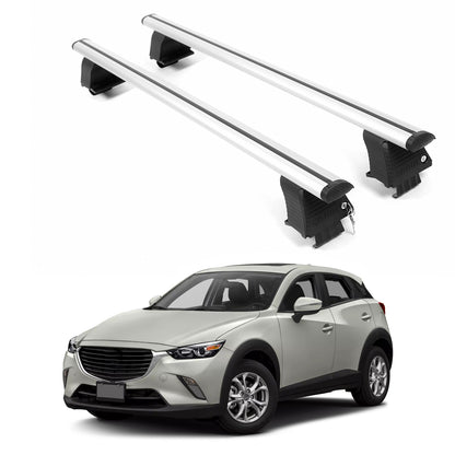 ERKUL Roof Rack Crossbars For MAZDA CX-3 2016-2021 Naked Roof Aluminum Silver