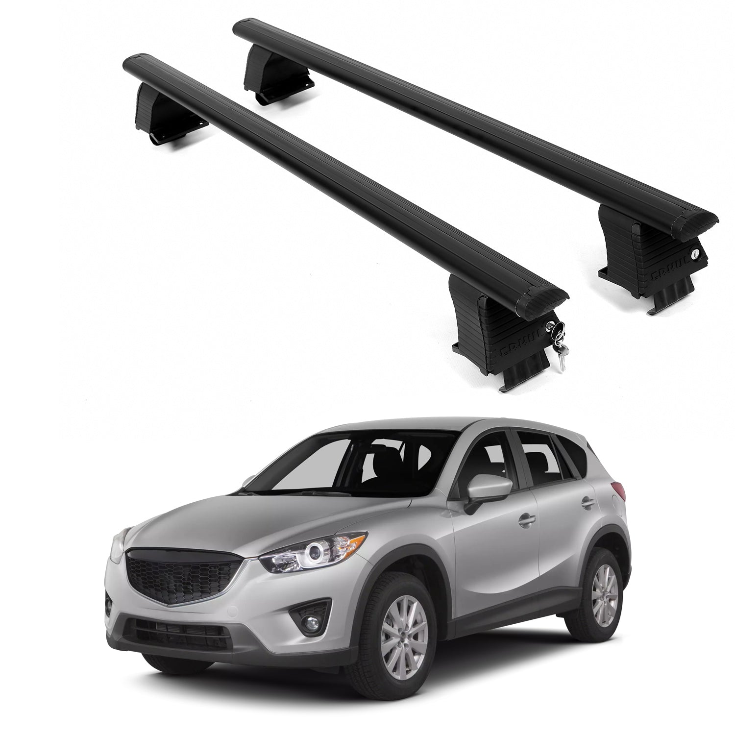 ERKUL Roof Rack Crossbars For MAZDA CX-5 2012-2016 Naked Roof Aluminum Black
