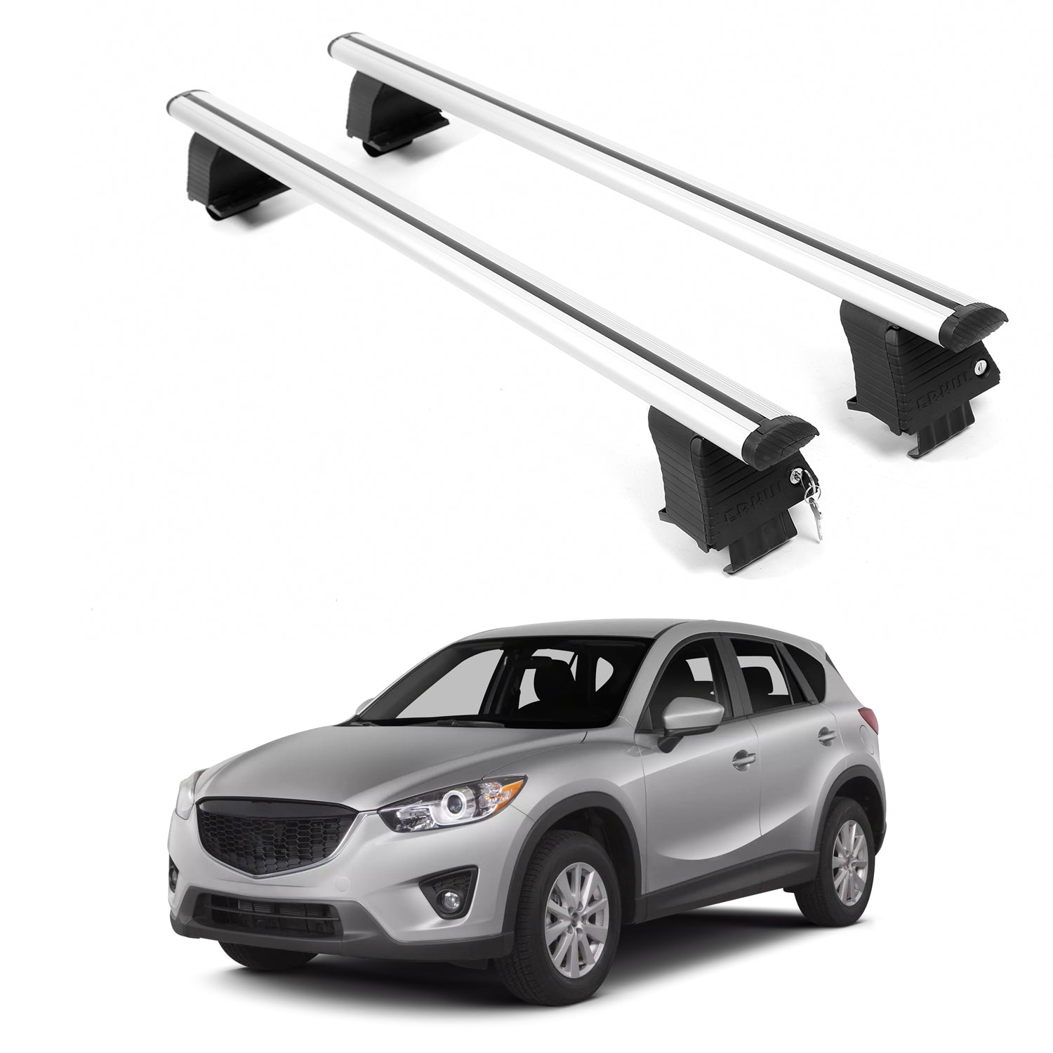 ERKUL Roof Rack Crossbars For MAZDA CX-5 2012-2016 Naked Roof Aluminum Silver