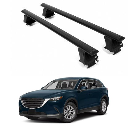 ERKUL Roof Rack Crossbars For MAZDA CX-9 2016-2023 Naked Roof Aluminum Black