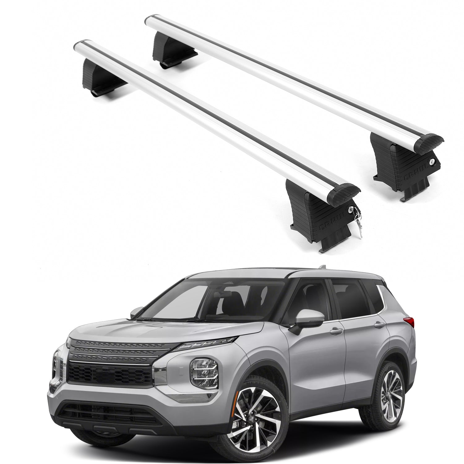 ERKUL Roof Rack Crossbars For MITSUBISHI OUTLANDER 2022-2026 Naked Roof Aluminum Silver