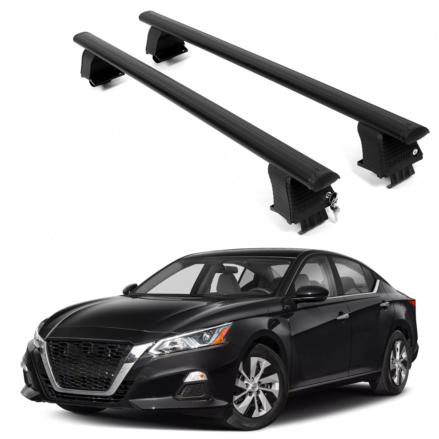 ERKUL Roof Rack Crossbars For NISSAN ALTIMA 2019-2025 Naked Roof Aluminum Black