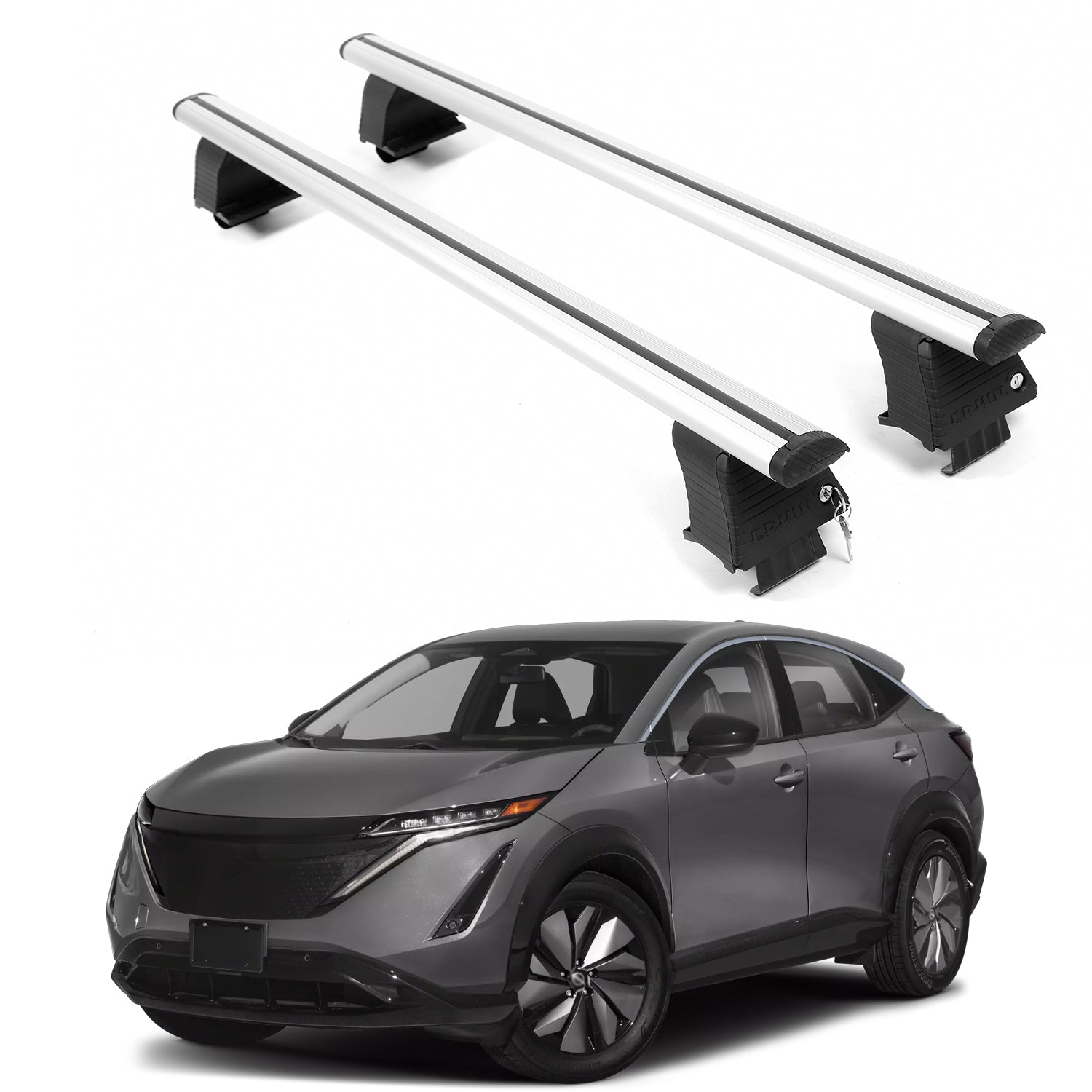 ERKUL Roof Rack Crossbars For NISSAN ARIYA 2022-2025 Naked Roof Aluminum Silver