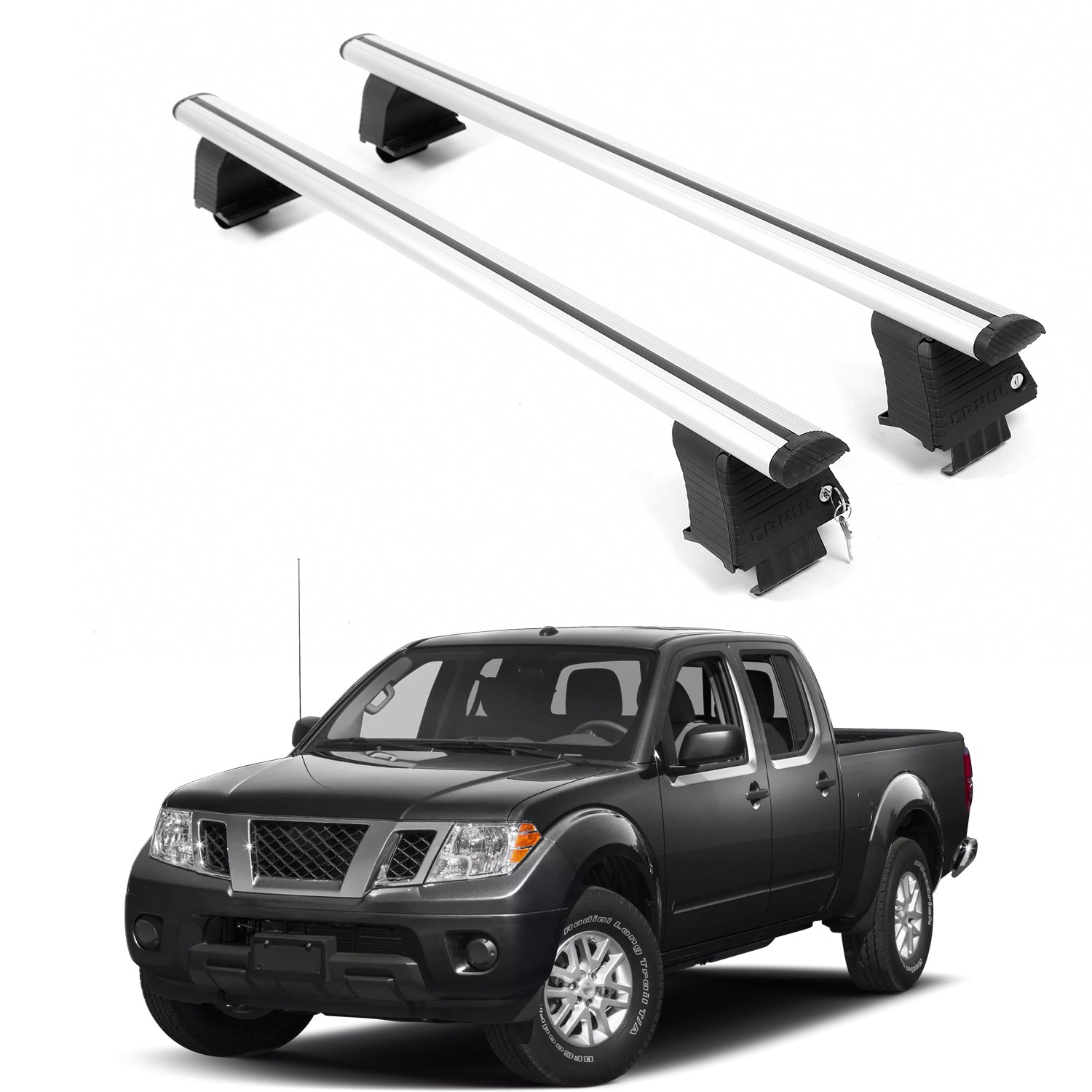 ERKUL Roof Rack Crossbars For NISSAN FRONTIER 2005-2021 Naked Roof Aluminum Silver