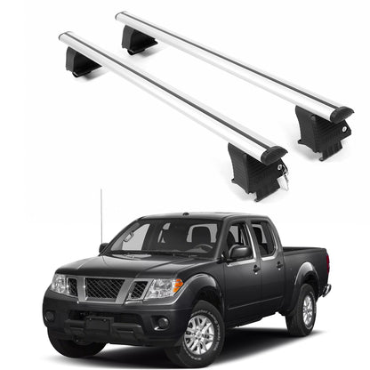 ERKUL Roof Rack Crossbars For NISSAN FRONTIER 2005-2021 Naked Roof Aluminum Silver