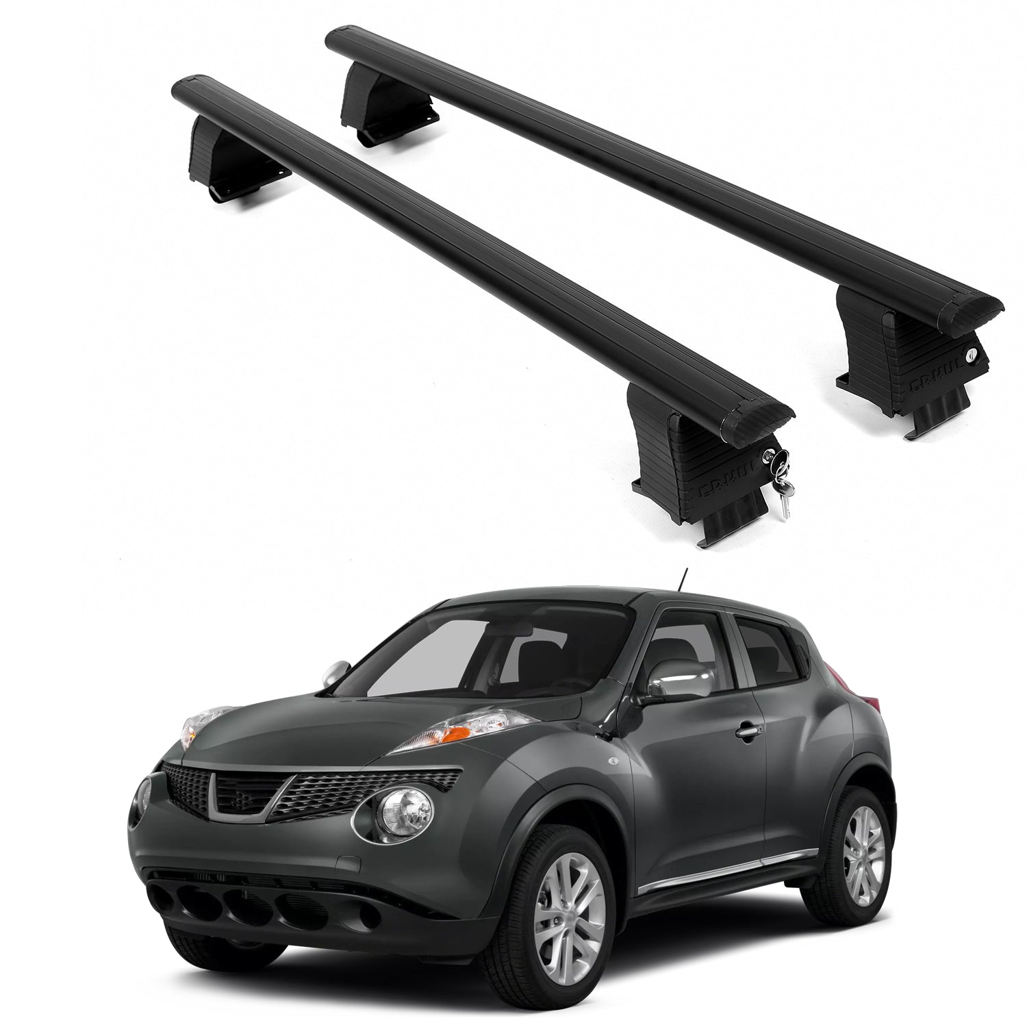 ERKUL Roof Rack Crossbars For NISSAN JUKE 2011-2018 Naked Roof Aluminum Black
