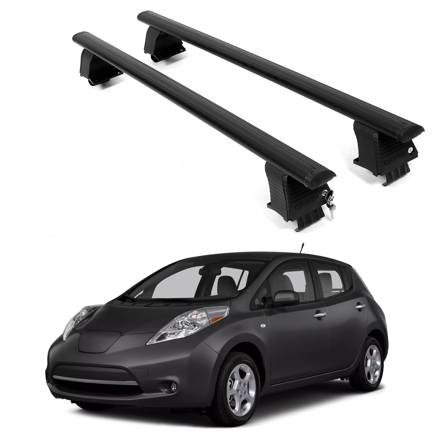 ERKUL Roof Rack Crossbars For NISSAN LEAF 2011-2017 Naked Roof Aluminum Black