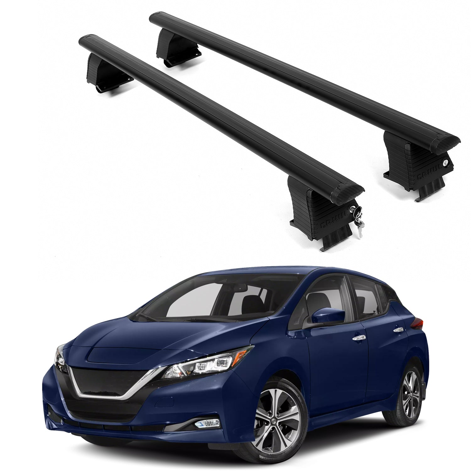ERKUL Roof Rack Crossbars For NISSAN LEAF 2018-2026 Naked Roof Aluminum Black