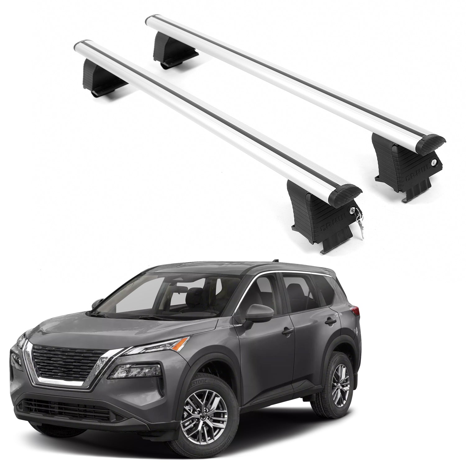 ERKUL Roof Rack Crossbars For NISSAN ROGUE 2021-2026 Naked Roof Aluminum Silver