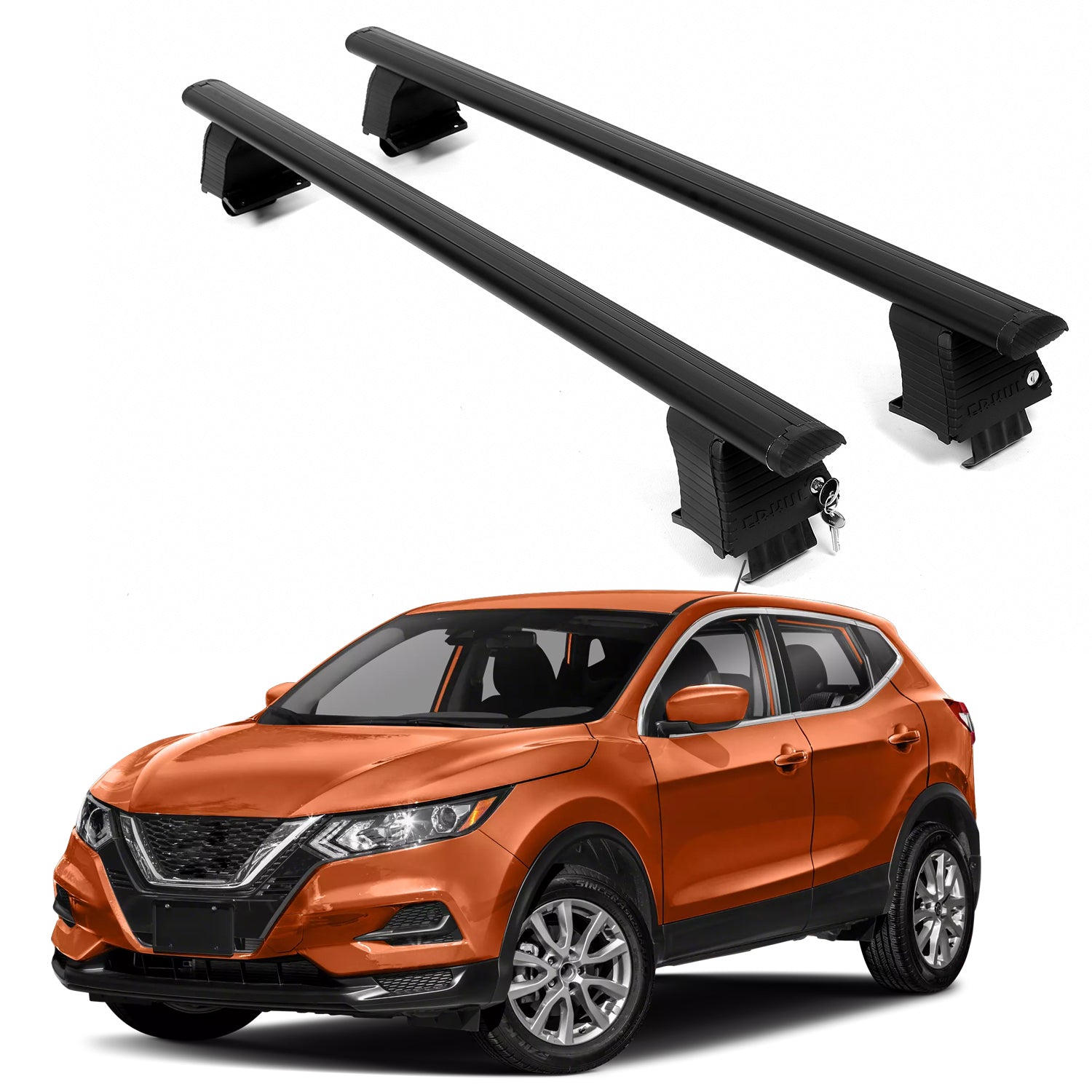 ERKUL Roof Rack Crossbars For NISSAN ROGUE SPORT 2017-2022 Naked Roof Aluminum Black