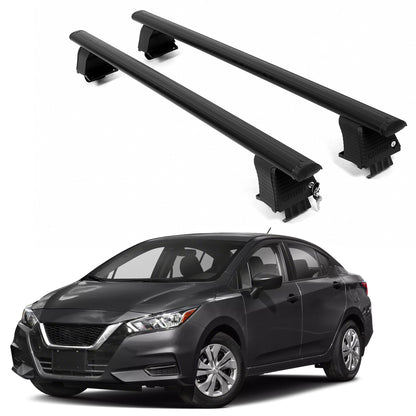 ERKUL Roof Rack Crossbars For NISSAN VERSA 2020-2025 Naked Roof Aluminum Black
