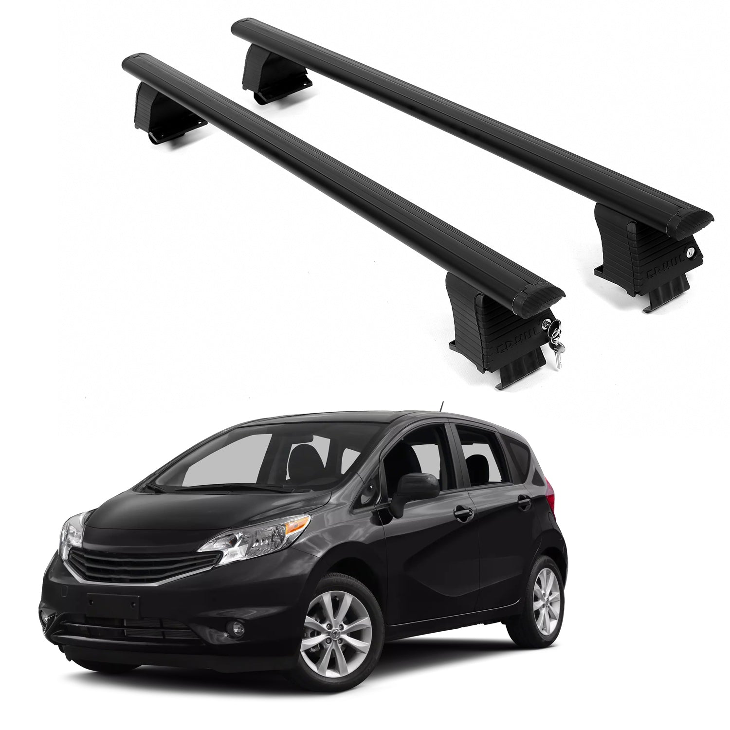 ERKUL Roof Rack Crossbars For NISSAN VERSA NOTE 2014-2019 Naked Roof Aluminum Black