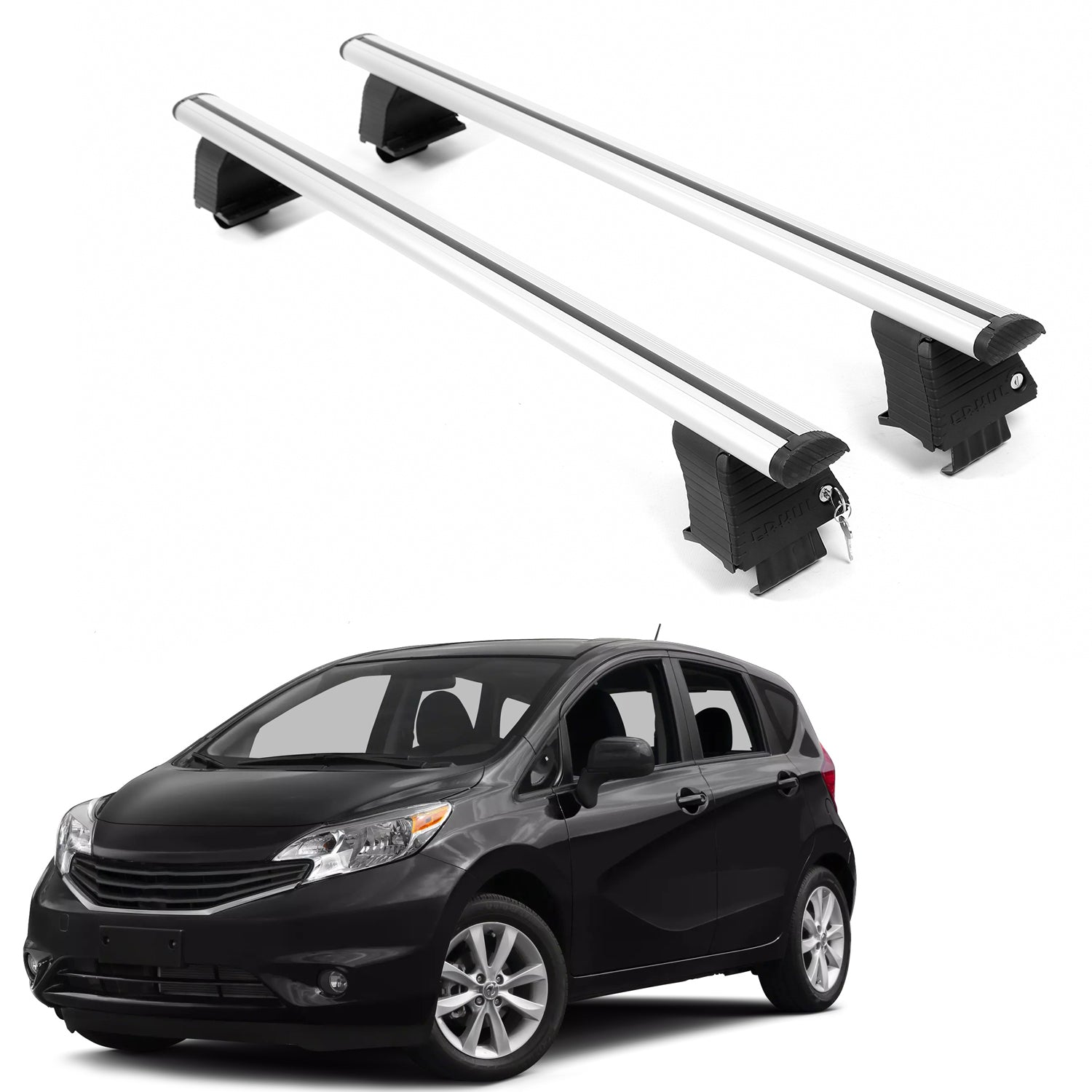 ERKUL Roof Rack Crossbars For NISSAN VERSA NOTE 2014-2019 Naked Roof Aluminum Silver