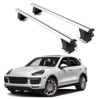ERKUL Roof Rack Crossbars For PORCHE CAYENNE 2011-2018 Naked Roof Aluminum Silver