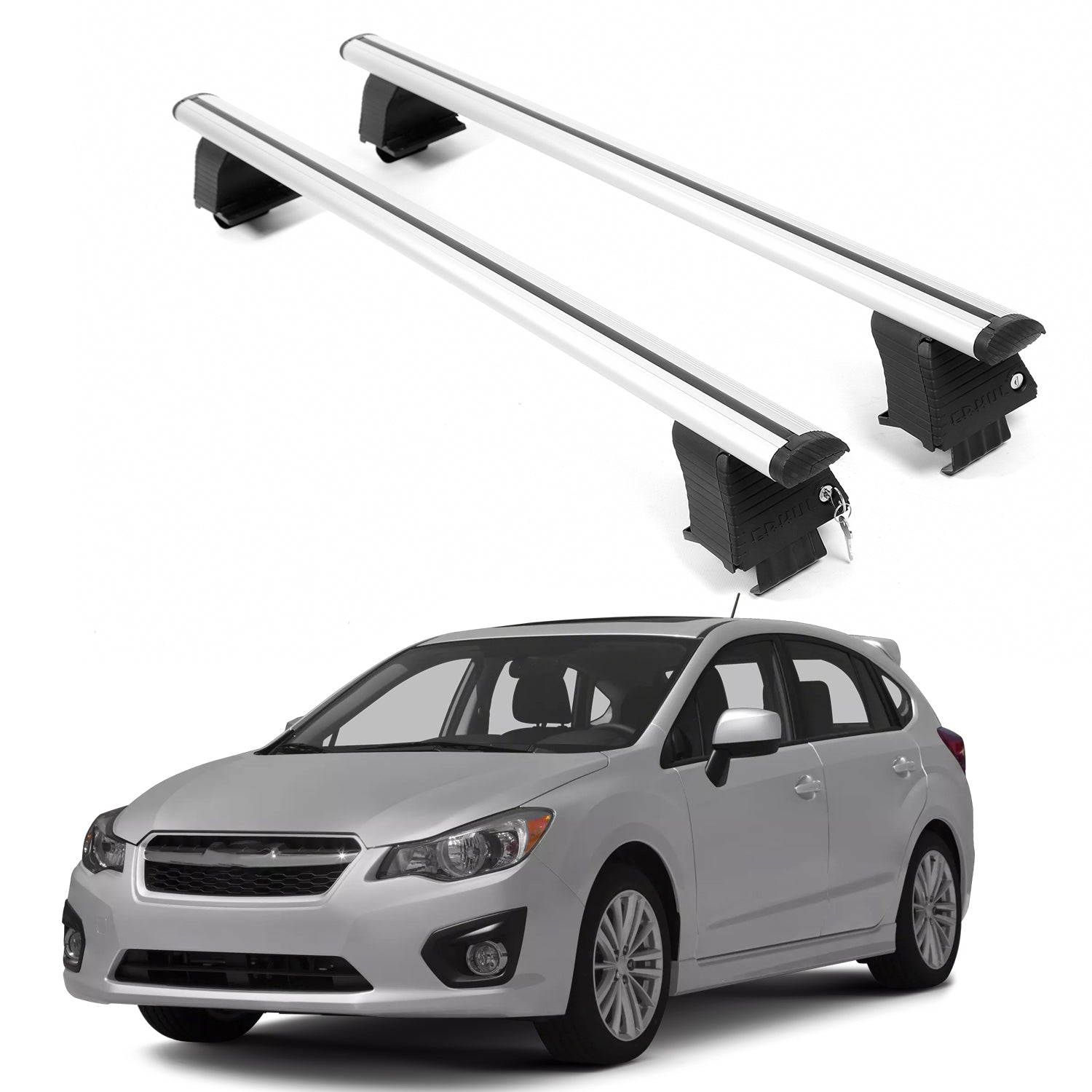 ERKUL Roof Rack Crossbars For SUBARU IMPREZA 2012-2016 Naked Roof Aluminum Silver