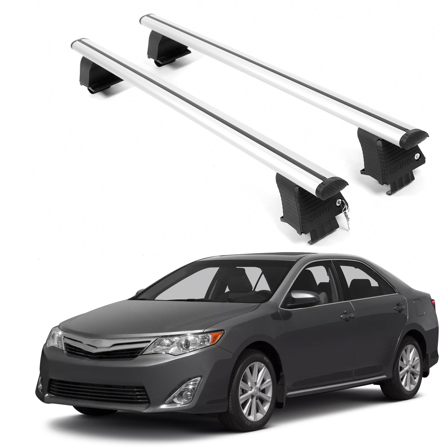 ERKUL Roof Rack Crossbars For TOYOTA CAMRY 2012-2017 Naked Roof Aluminum Silver