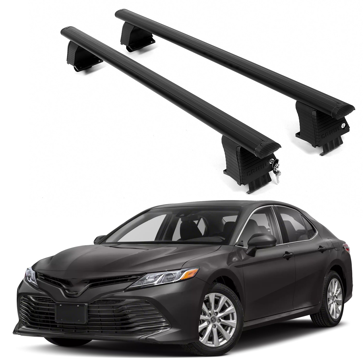 ERKUL Roof Rack Crossbars For TOYOTA CAMRY 2018-2024 Naked Roof Aluminum Black
