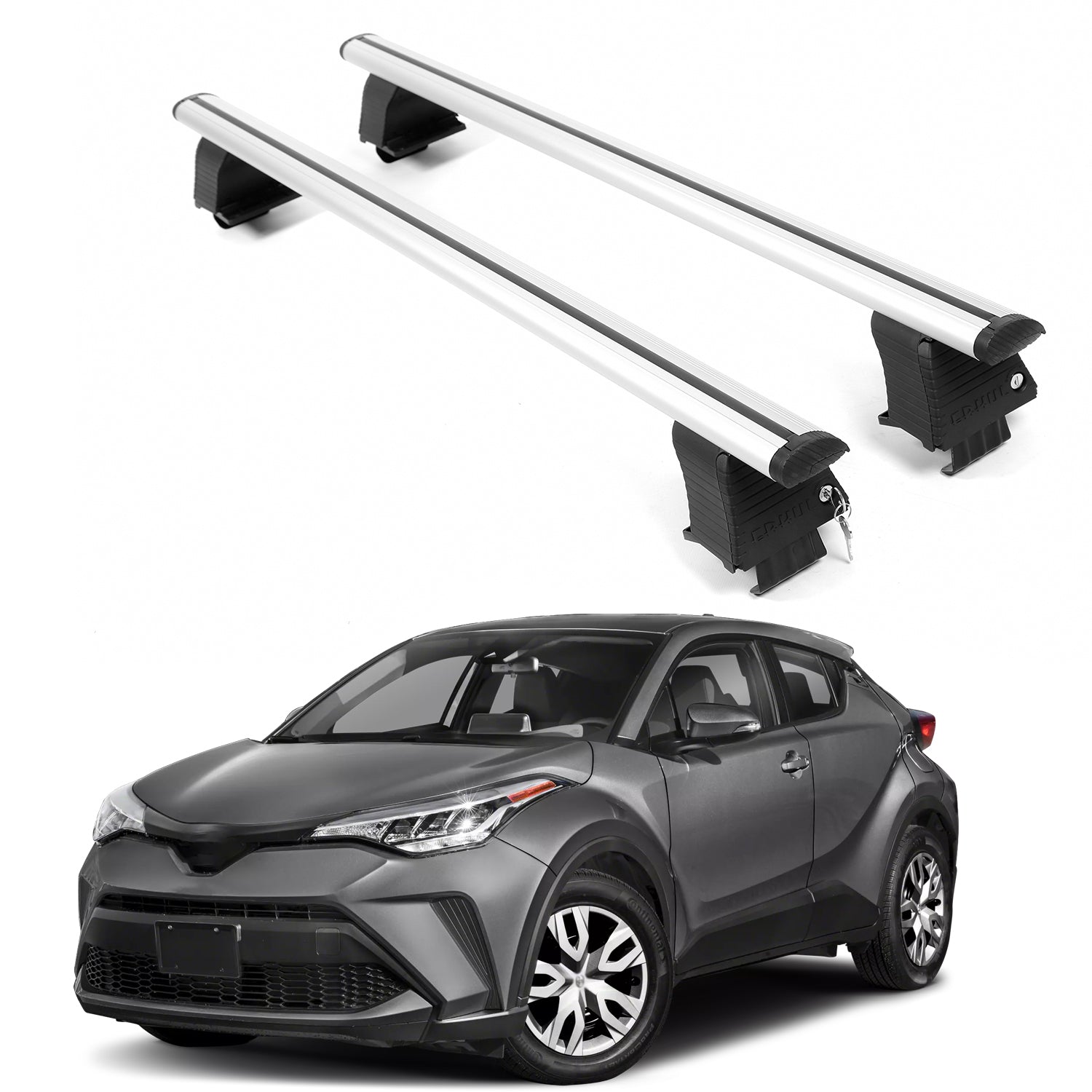 ERKUL Roof Rack Crossbars For TOYOTA C-HR 2018-2022 Naked Roof Aluminum Silver