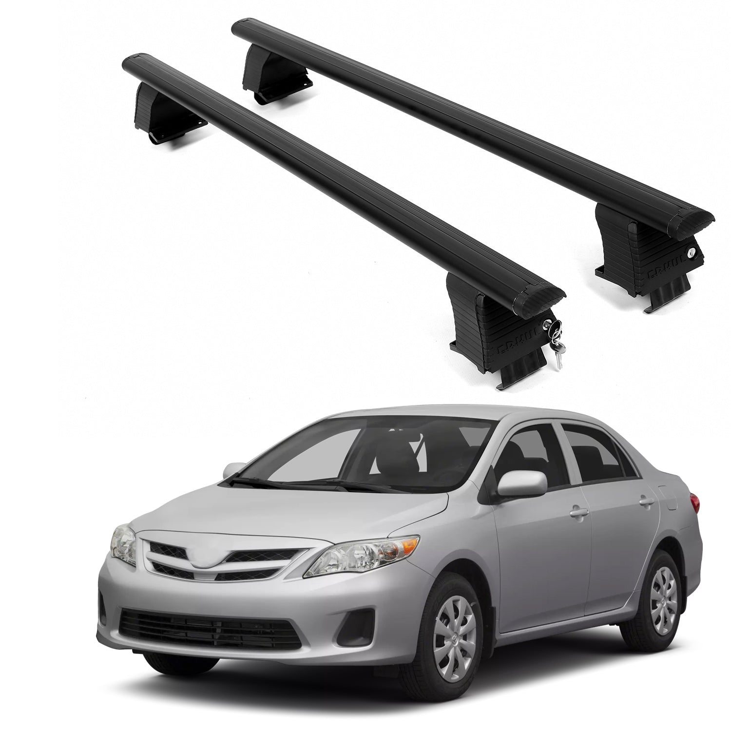 ERKUL Roof Rack Crossbars For TOYOTA COROLLA 2009-2013 Naked Roof Aluminum Black