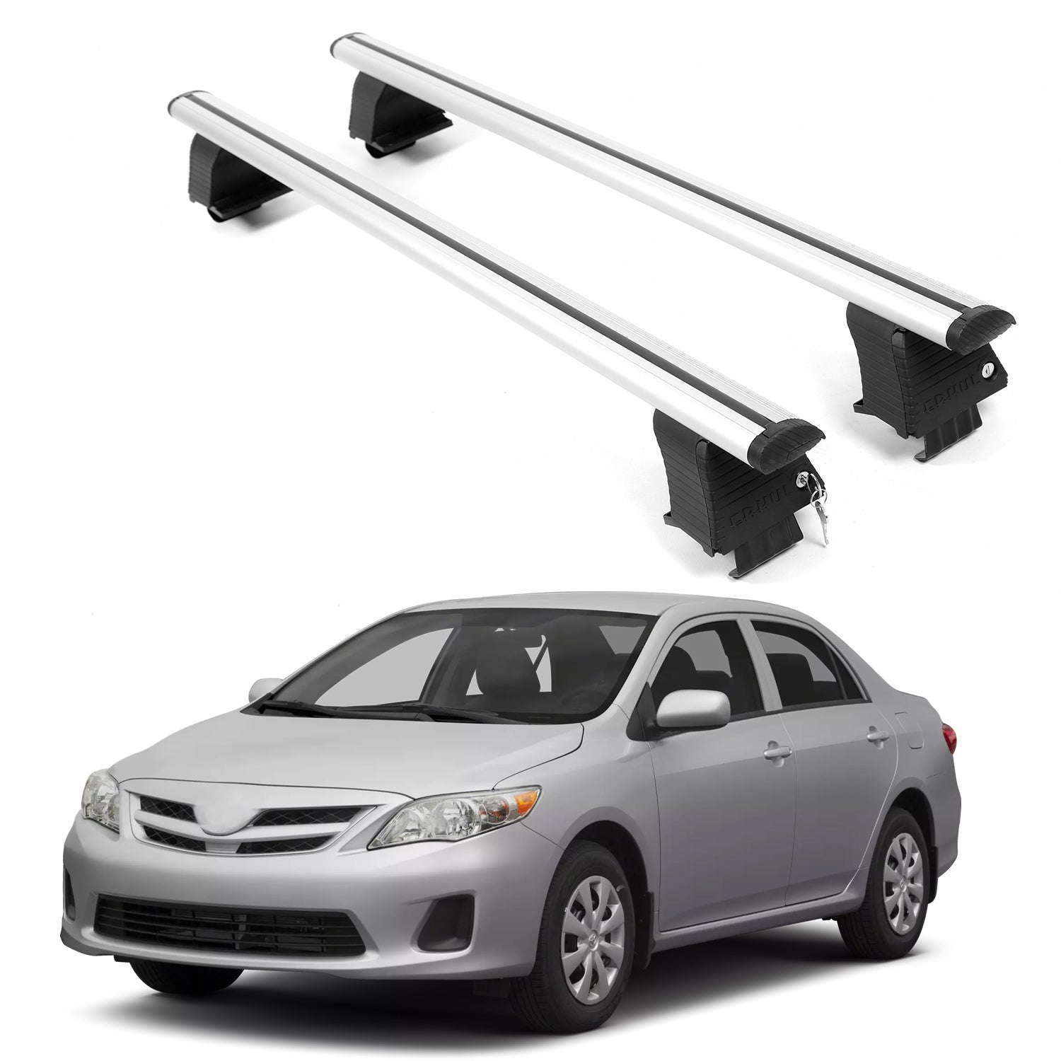 ERKUL Roof Rack Crossbars For TOYOTA COROLLA 2009-2013 Naked Roof Aluminum Silver