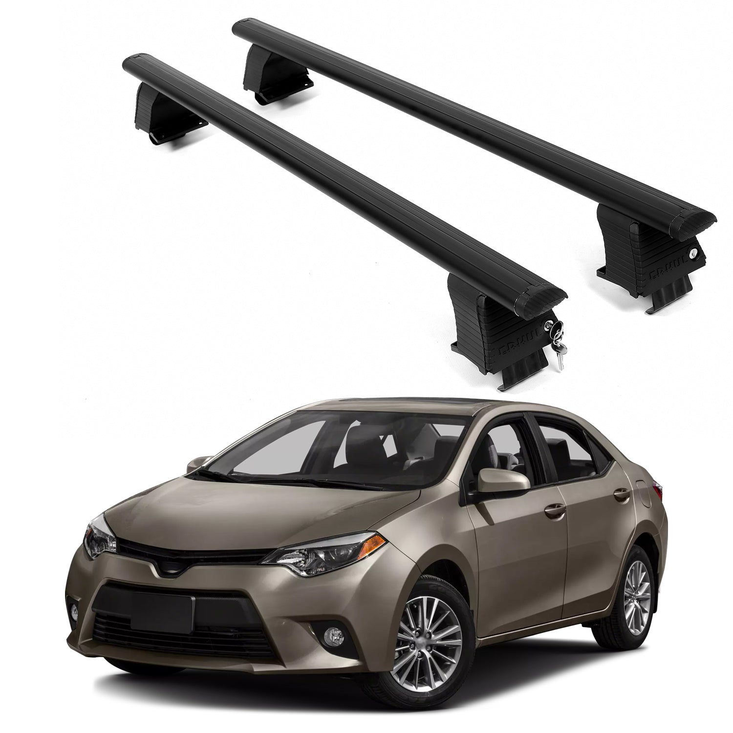 ERKUL Roof Rack Crossbars For TOYOTA COROLLA 2014-2019 Naked Roof Aluminum Black