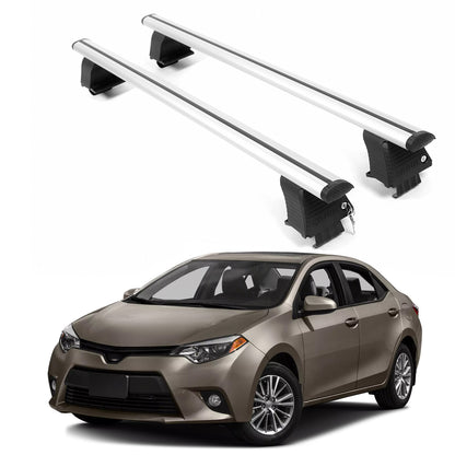 ERKUL Roof Rack Crossbars For TOYOTA COROLLA 2014-2019 Naked Roof Aluminum Silver