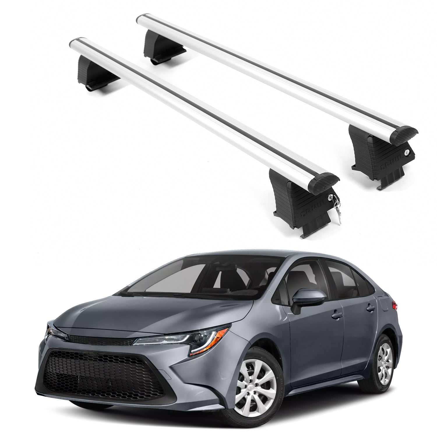 ERKUL Roof Rack Crossbars For TOYOTA COROLLA 2020-2026 Naked Roof Aluminum Silver