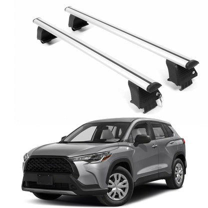 ERKUL Roof Rack Crossbars For TOYOTA COROLLA CROSS 2022-2025 Naked Roof Aluminum Silver