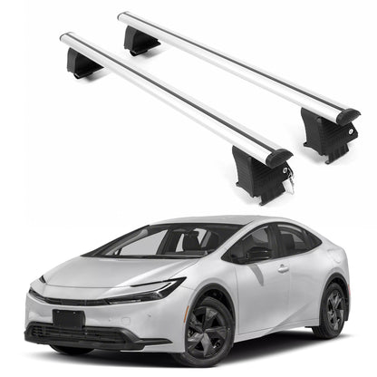 ERKUL Roof Rack Crossbars For TOYOTA PRIUS 2023-2026 Naked Roof Aluminum Silver