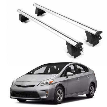 ERKUL Roof Rack Crossbars For TOYOTA PRIUS + 2010-2015 Naked Roof Aluminum Silver