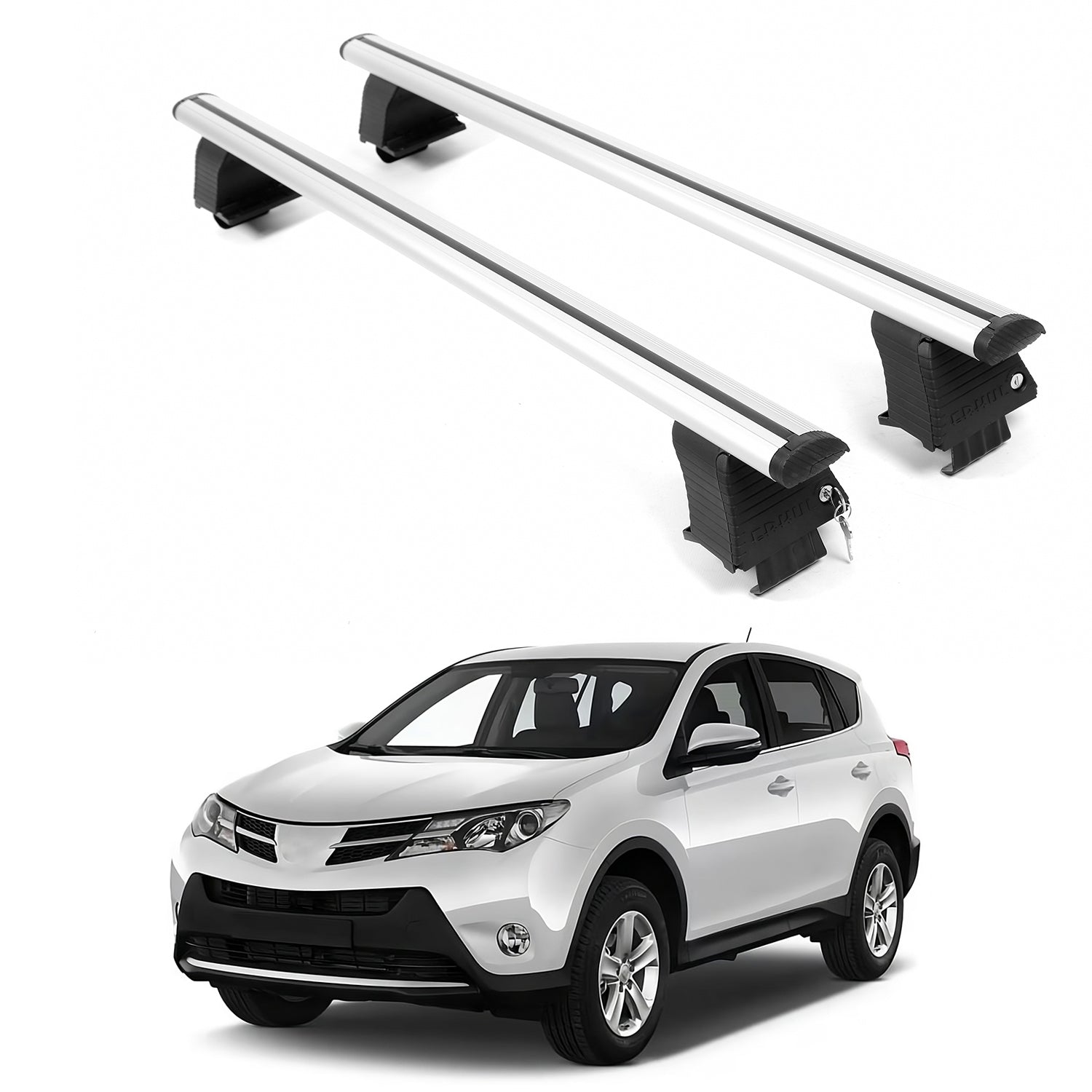 ERKUL Roof Rack Crossbars For TOYOTA RAV4 2013-2018 Naked Roof Aluminum Silver