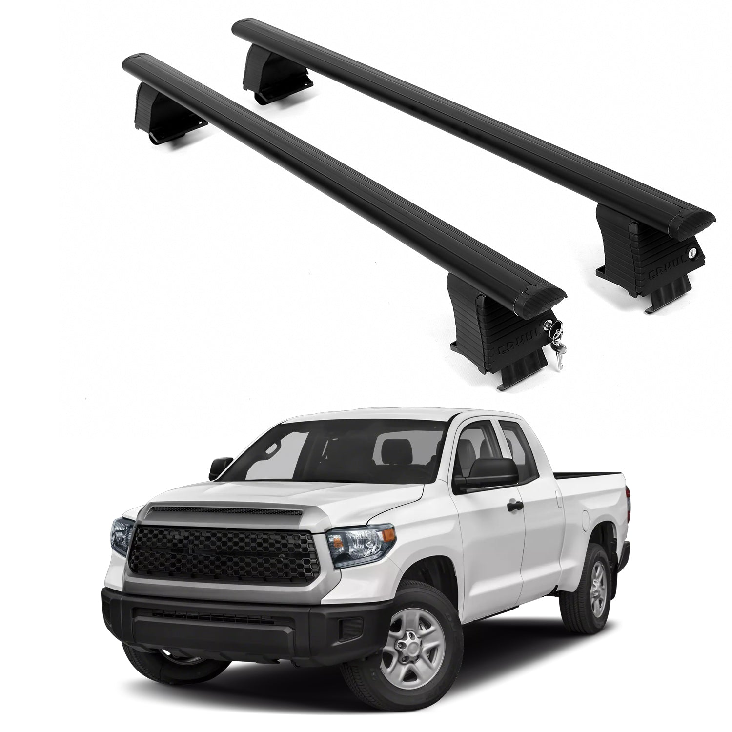 ERKUL Roof Rack Crossbars For TOYOTA TUNDRA 2007-2021 Naked Roof Aluminum Black