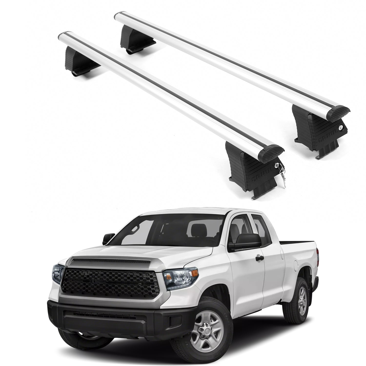 ERKUL Roof Rack Crossbars For TOYOTA TUNDRA 2007-2021 Naked Roof Aluminum Silver