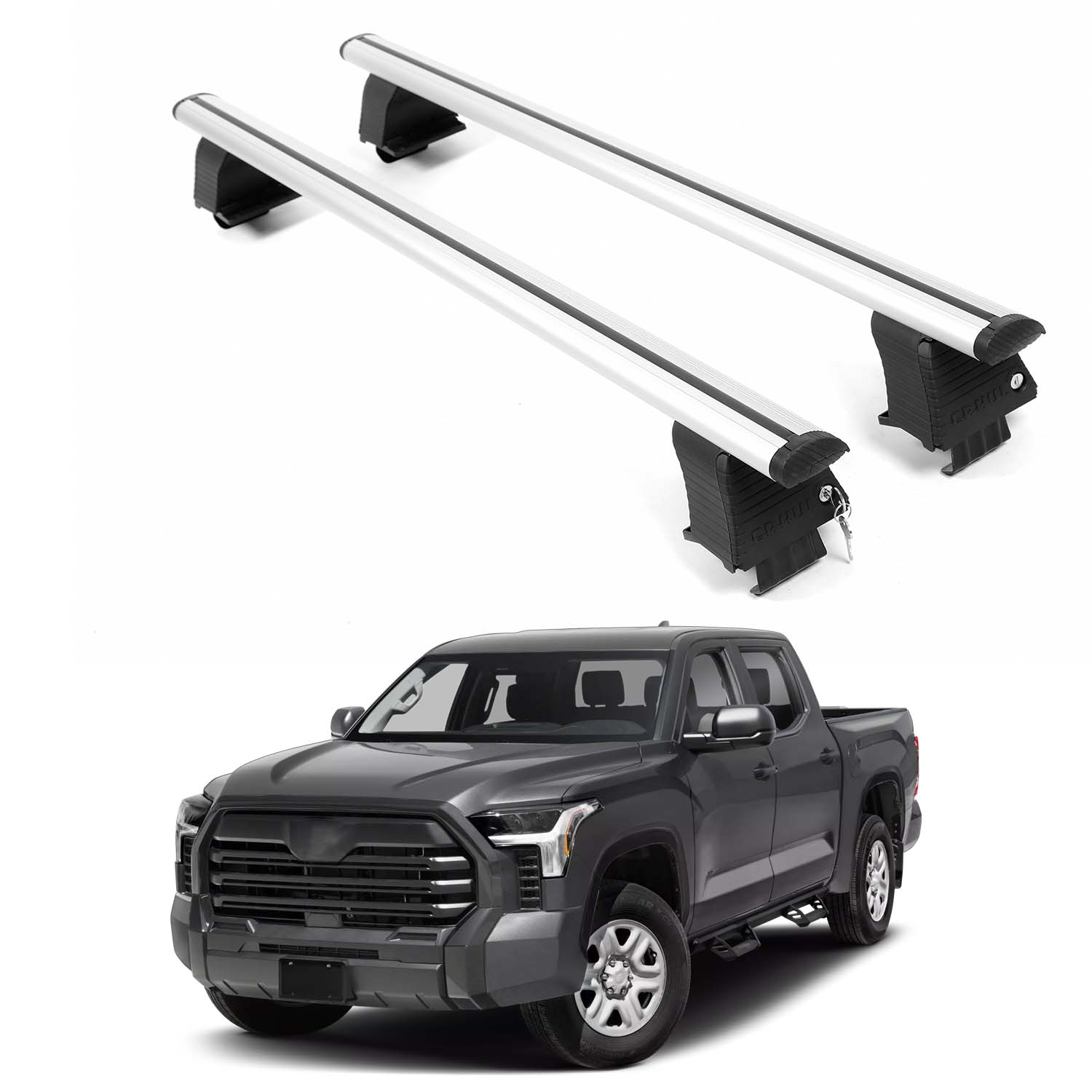 ERKUL Roof Rack Crossbars For TOYOTA TUNDRA 2022-2026 Naked Roof Aluminum Silver