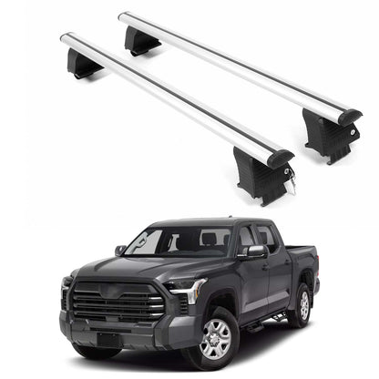 ERKUL Roof Rack Crossbars For TOYOTA TUNDRA 2022-2026 Naked Roof Aluminum Silver