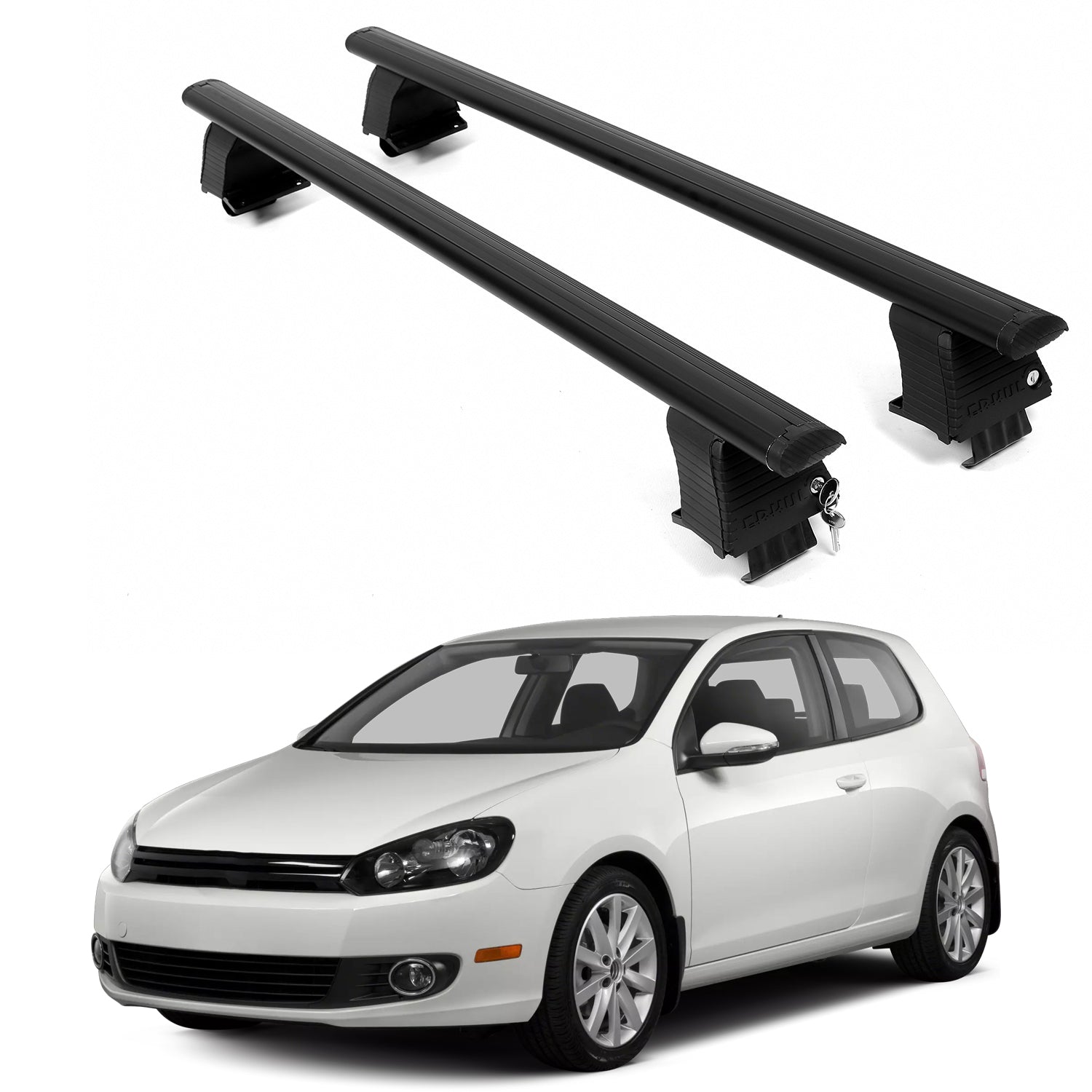 ERKUL Roof Rack Crossbars For VOLKSWAGEN GOLF 2010-2014 Naked Roof Aluminum Black