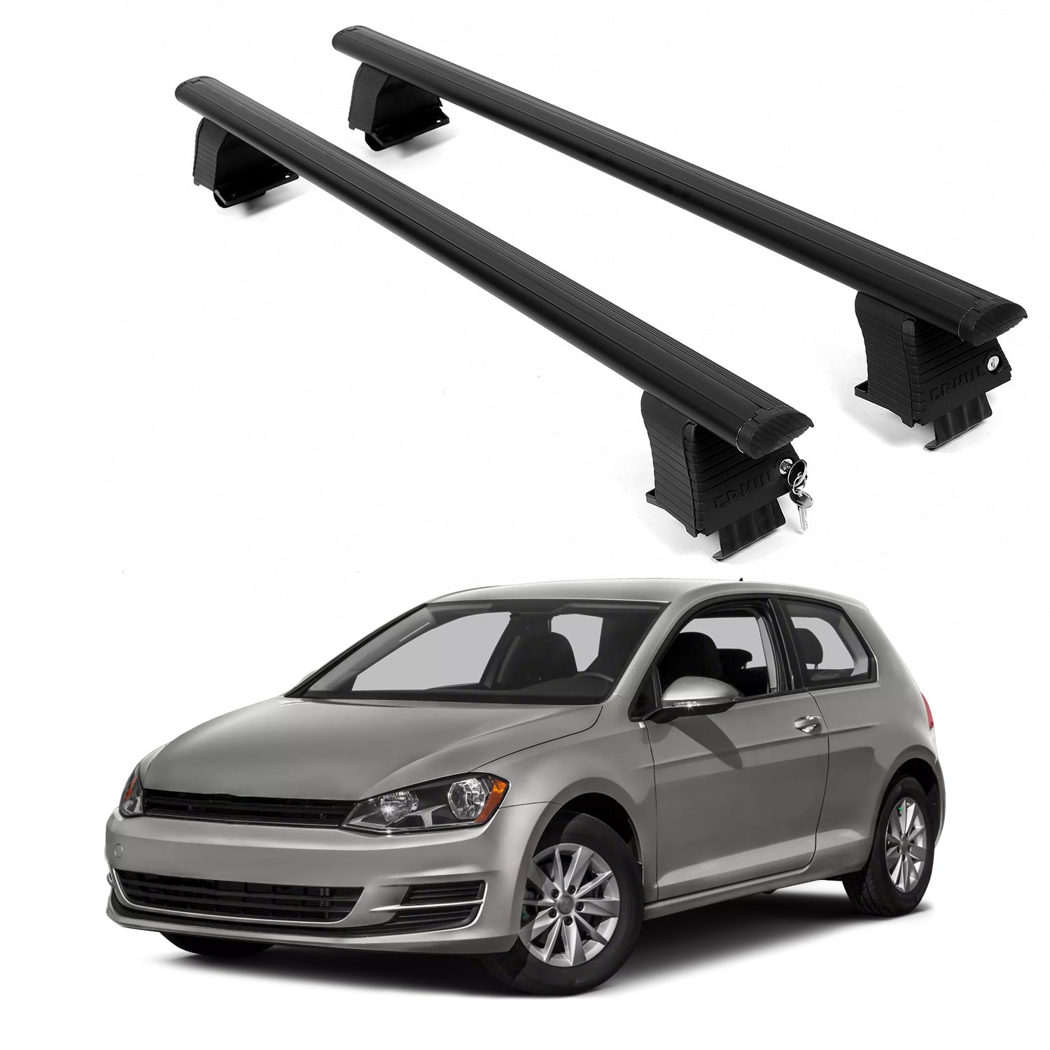 ERKUL Roof Rack Crossbars For VOLKSWAGEN GOLF 2015-2021 Naked Roof Aluminum Black