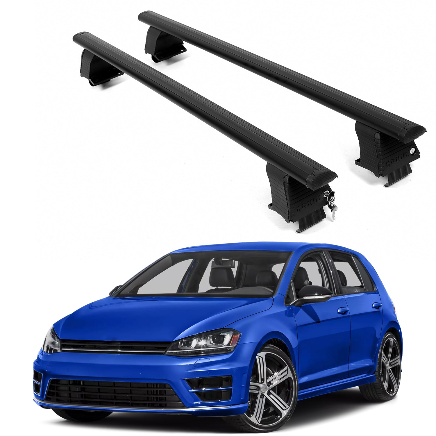 ERKUL Roof Rack Crossbars For VOLKSWAGEN GOLF R 2015-2021 Naked Roof Aluminum Black