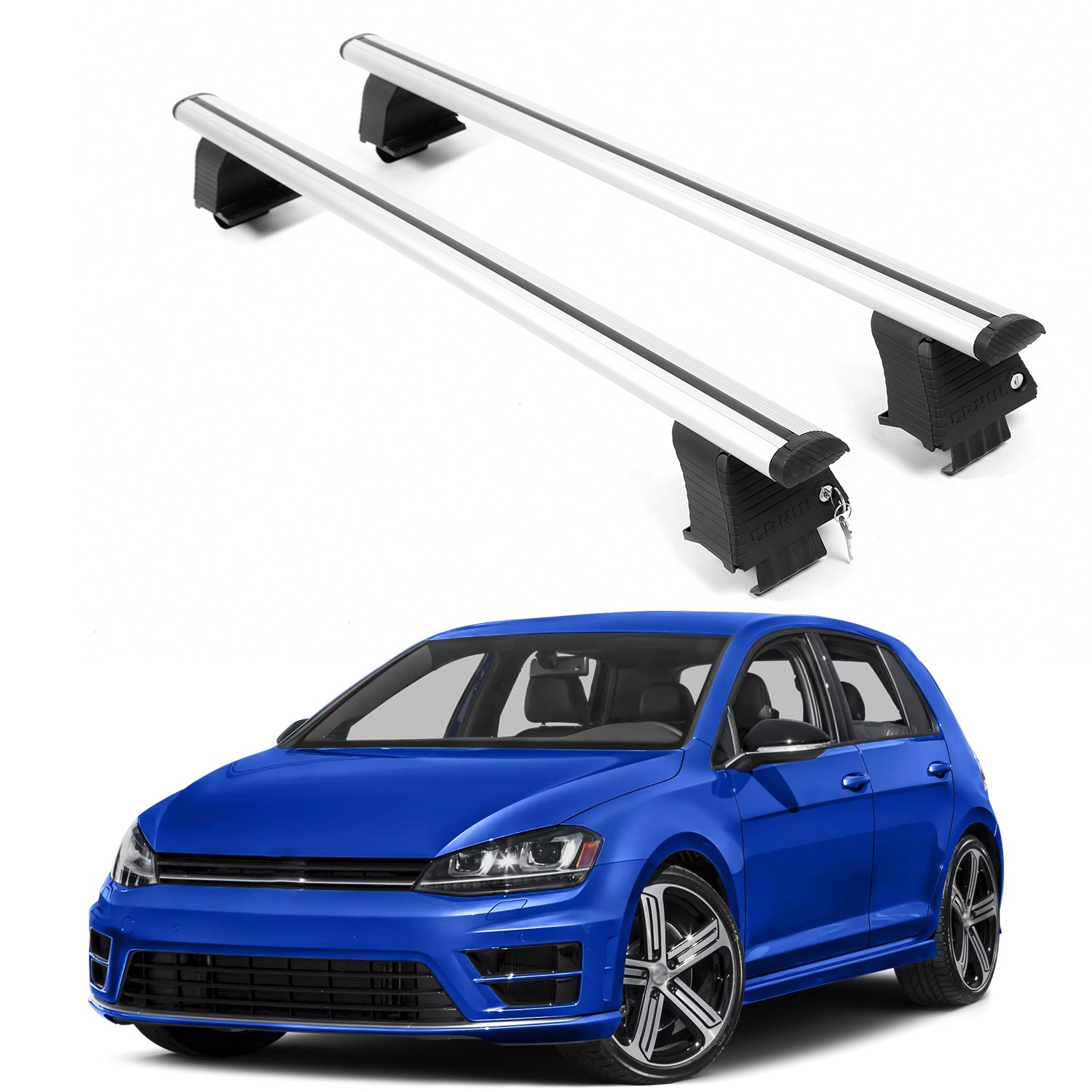 ERKUL Roof Rack Crossbars For VOLKSWAGEN GOLF R 2015-2021 Naked Roof Aluminum Silver