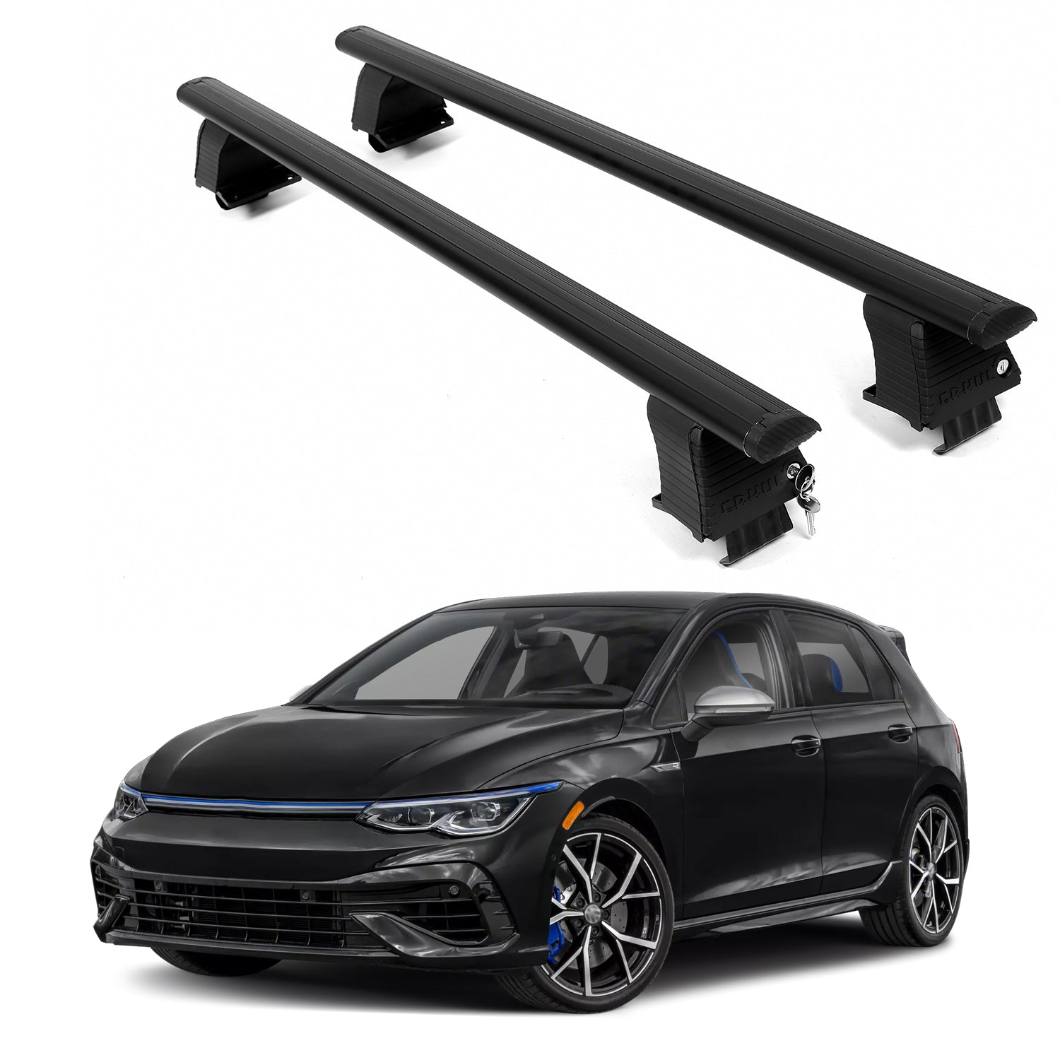 ERKUL Roof Rack Crossbars For VOLKSWAGEN GOLF R 2022-2026 Naked Roof Aluminum Black