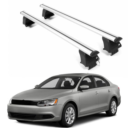 ERKUL Roof Rack Crossbars For VOLKSWAGEN JETTA 2011-2018 Naked Roof Aluminum Silver