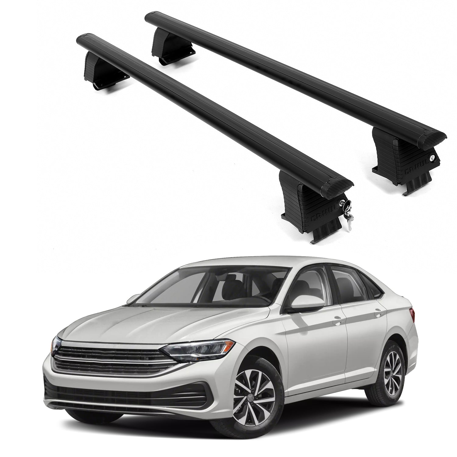ERKUL Roof Rack Crossbars For VOLKSWAGEN JETTA 2019-2026 Naked Roof Aluminum Black