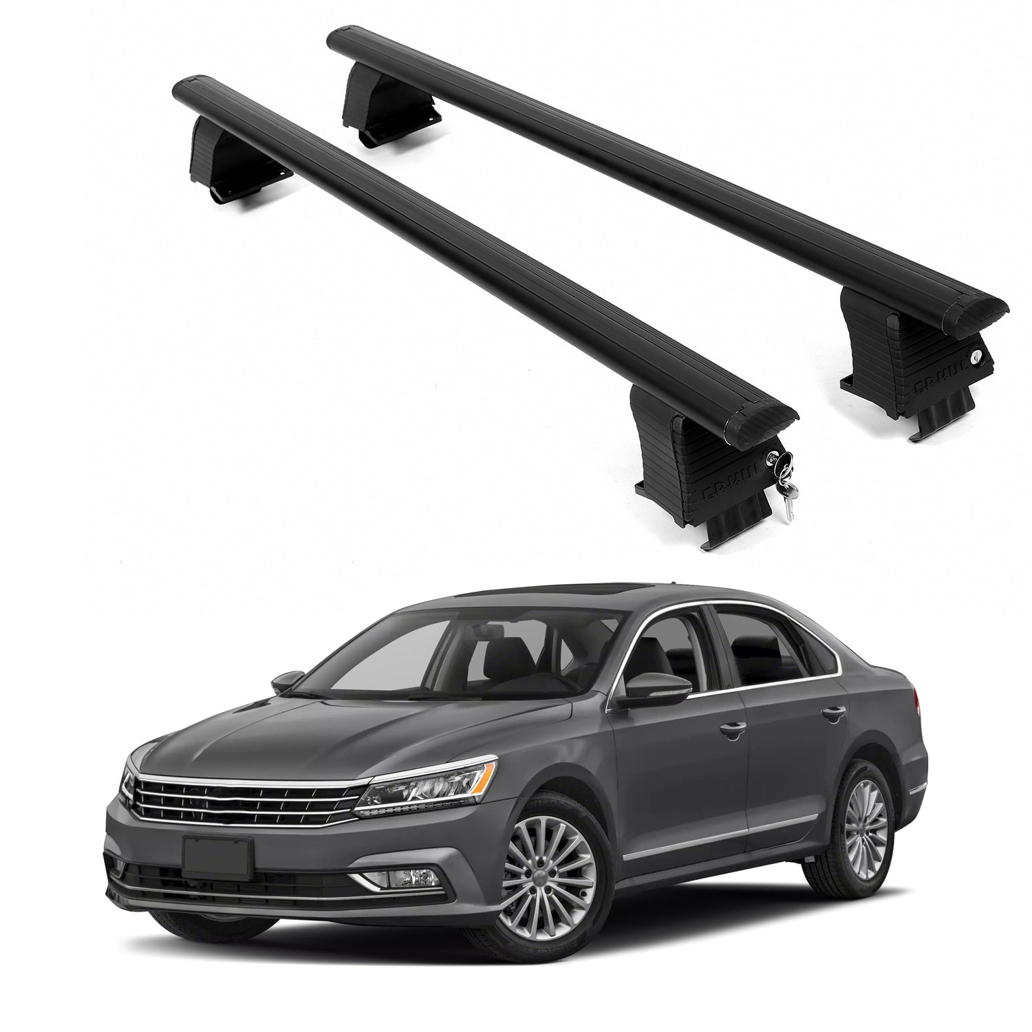 ERKUL Roof Rack Crossbars For VOLKSWAGEN PASSAT 2012-2019 Naked Roof Aluminum Black