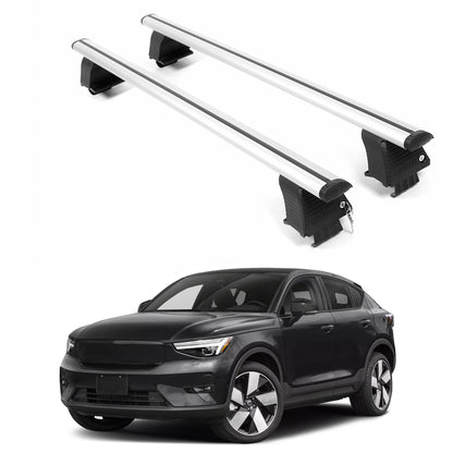 ERKUL Roof Rack Crossbars For VOLVO C40 RECHARGE 2022-2024 Naked Roof Aluminum Silver