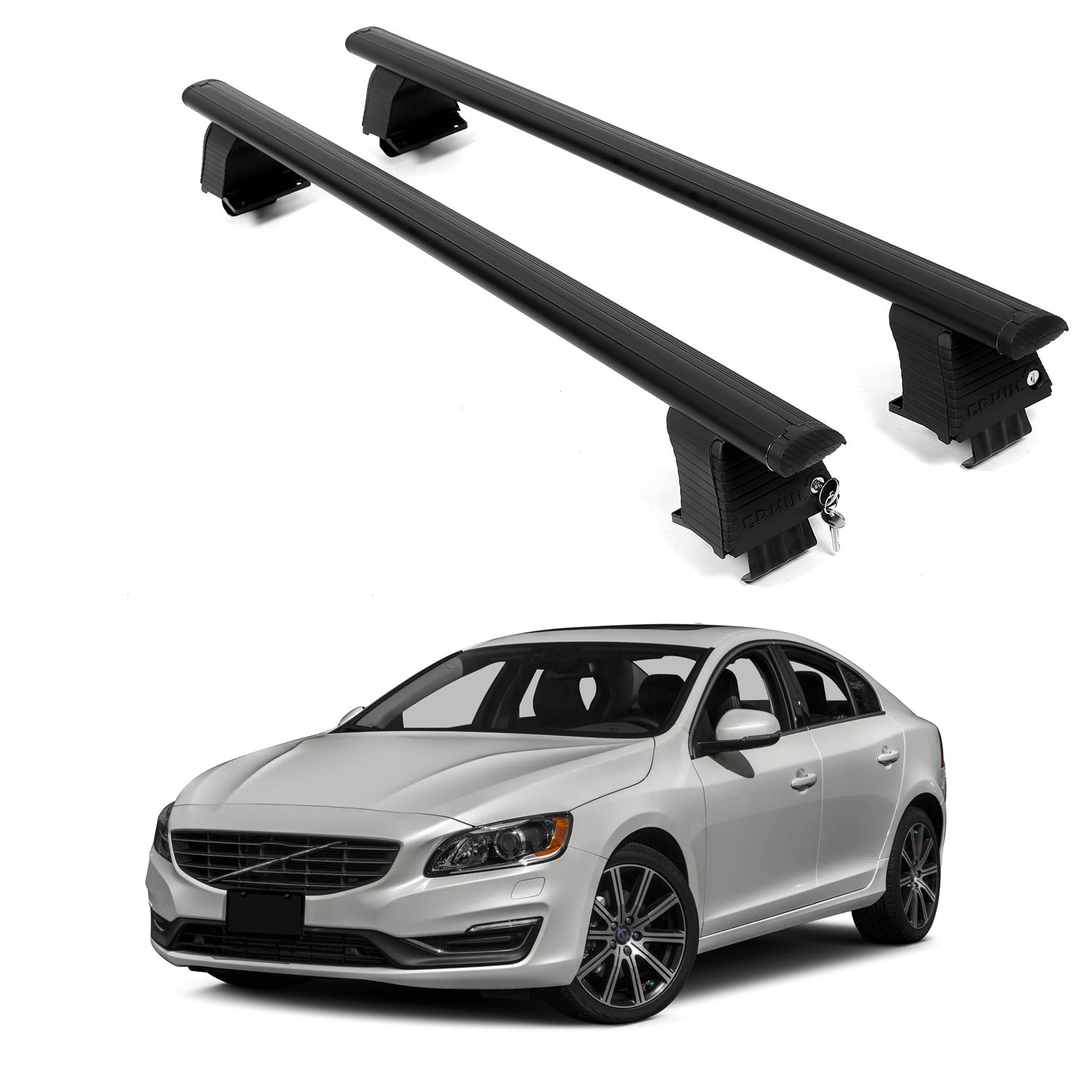 ERKUL Roof Rack Crossbars For VOLVO S60 2010-2018 Naked Roof Aluminum Black