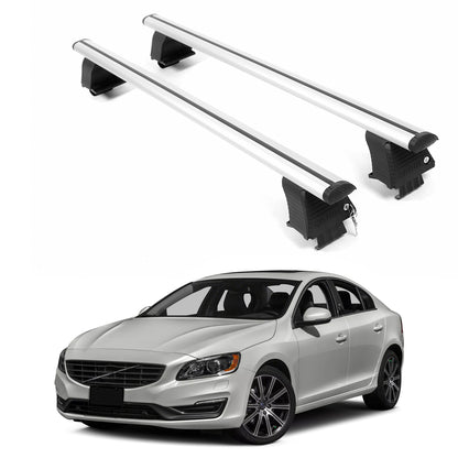 ERKUL Roof Rack Crossbars For VOLVO S60 2010-2018 Naked Roof Aluminum Silver